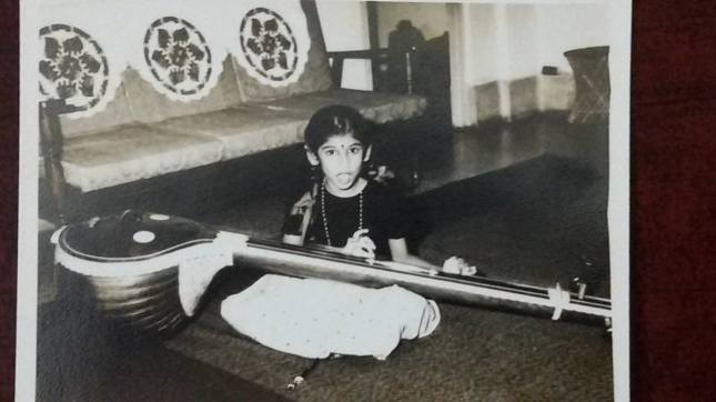 Little Nanditha practising with her tambura