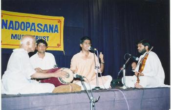 K.V. Gopalakrishnan in concert with Shri Palghat Raghu. No prizes for identifying the vocalist and violinist! 
